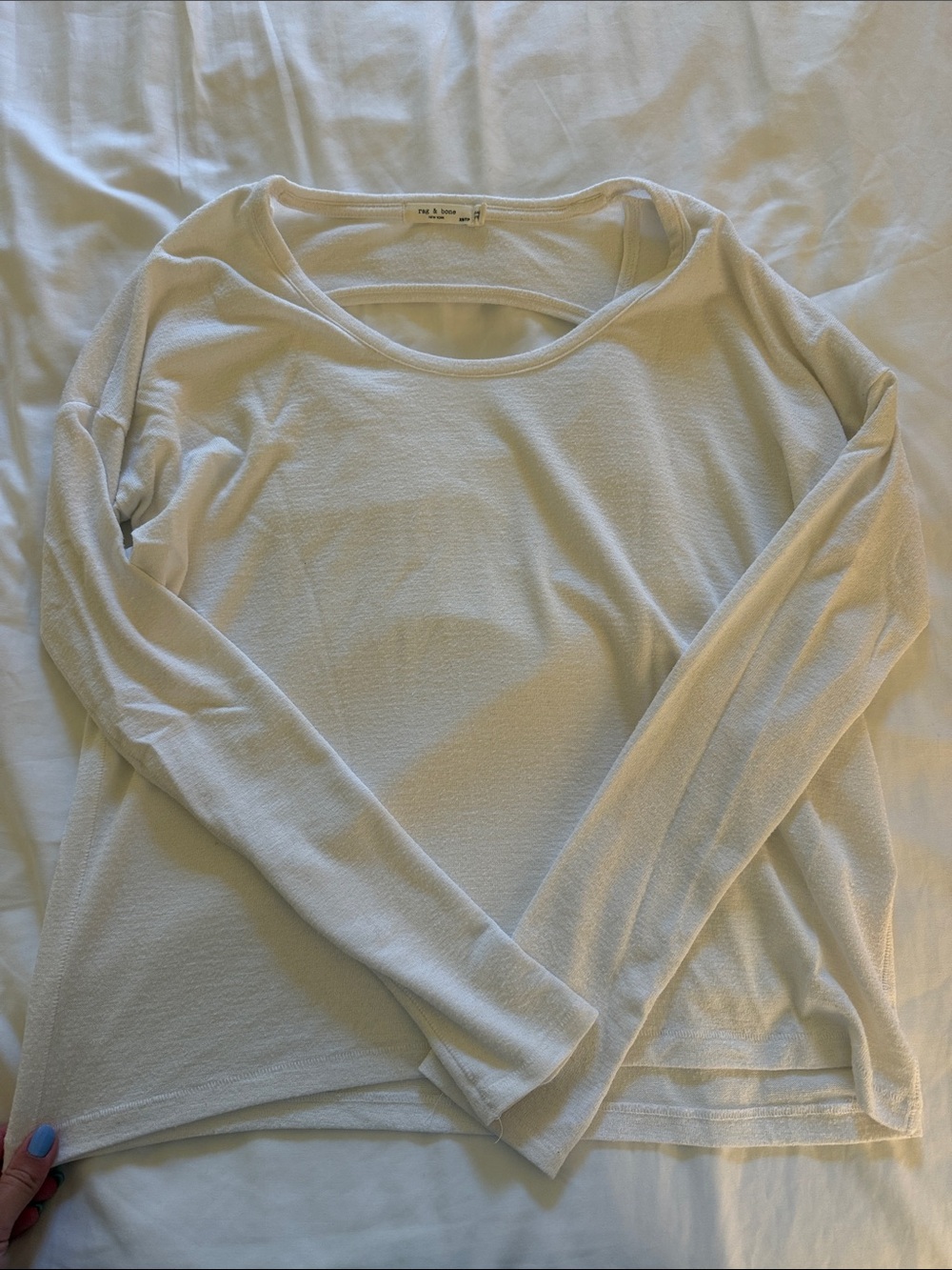 rag & bone Light Cream Long-Sleeve Scoop Neck Top